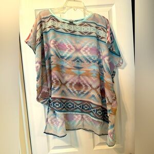 Tasha Polizzi Sheer Top One Size Southwestern Print High Low